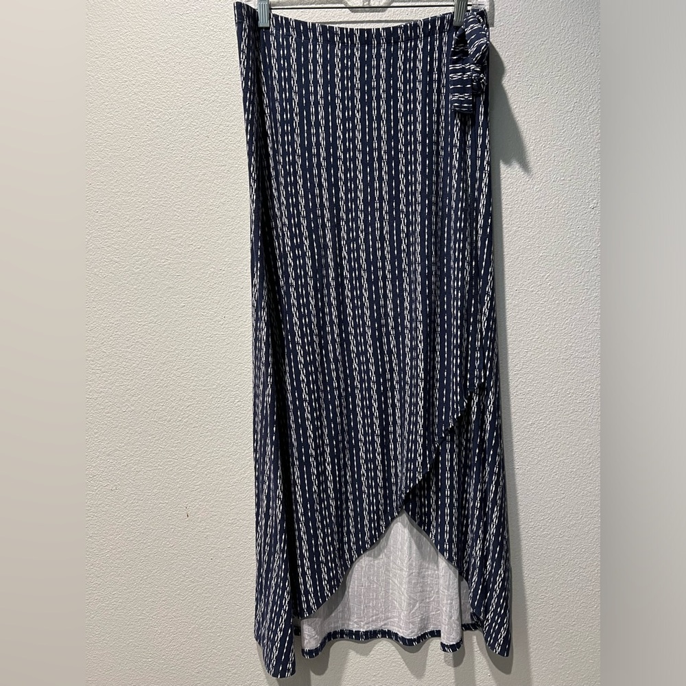 Madyson Faux Wrap Knit Midi Skirt Navy Large Petite